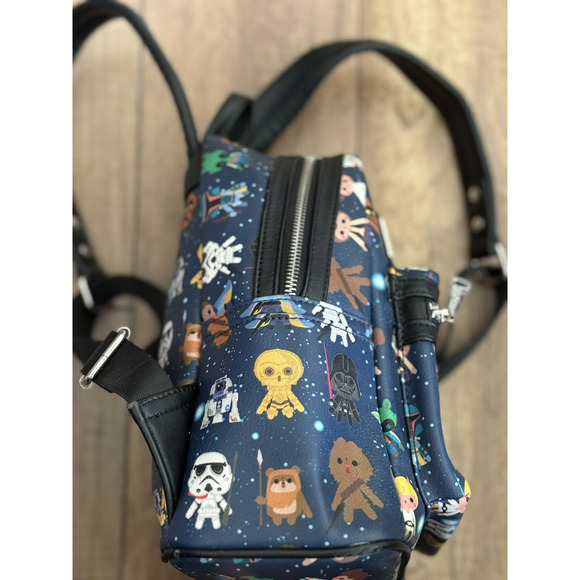 Disney Parks Loungefly Star Wars Chibi Character Print Mini Backpack Purse EUC - Picture 6 of 16